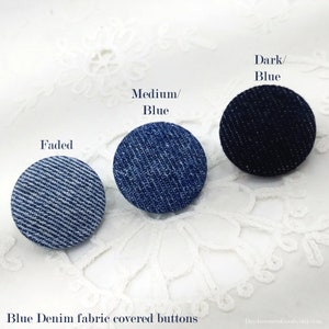 DENIM 1-1/2 Inch 60L 38mm Extra LARGE Denim or Fabric Shank Style BUTTONS BLUE/Faded Denim