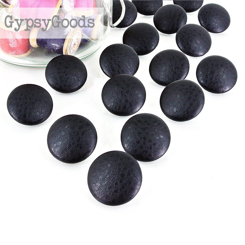 DENIM 7/8 inch 36L 23mm Black, Dark, Medium, Faded Jean Fabric Covered Shank BUTTONS BLACK/Vinyl/Ostrich