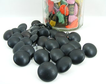 VINYL 3/4 inch #30L 19mm Fabric Covered Shank Backed BUTTONS, Black and Brown  Vinyl
