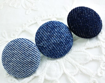 DENIM 1 inch #40L 25mm Woven Cloth Denim Jean Fabric Sewing Shank BUTTONS