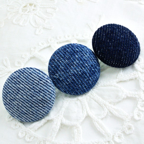 DENIM 1 inch #40L 25mm Woven Cloth Denim Jean Fabric Sewing Shank BUTTONS