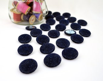 DENIM #18L 15/32" 11.5mm or #20L 1/2" 12.5mm Dark or Faded Denim Fabric Shank BUTTONS