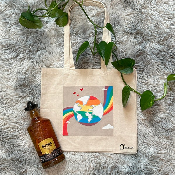 custom painted tote handmade bag LGBTQ gift handicraft