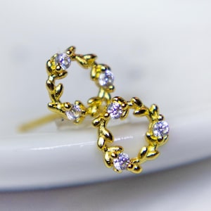 Dainty Flower Stud Earrings: 18K Gold Plated Sterling Silver