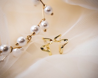 Small Wave Hoop Earrings – Gold Plated Sterling Silver Dainty Squiggle Hoops