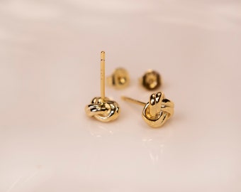 Knot Earrings · Tiny Knot Stud Earrings · Minimalist Knot Earrings in Gold Finish · Gift for Her • Bridesmaid Gifts · Silver Stud Earrings