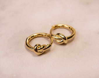 Gold Plated Knot Hoop Earrings • Sterling Silver Bridesmaid Jewelry