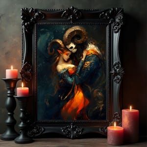 Dark Fantasy Demon Art Print | Gothic Romance Wall Decor | Enchanted Lover Illustration Bild 3