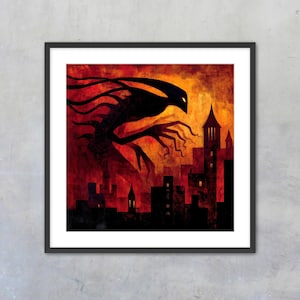 Red Monster Illustration Illustration Gothic Art Art Cthulhu Inspired Inspired Dark Aesthetic Aesthetic Wall Decor Decor Horror Theme