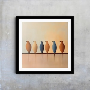 Modern Bird Wall Art, Minimalist Bird Painting, Colorful Bird Print, Scandinavian Bird Decor, Nature Inspired Art, Bird Lover Gift