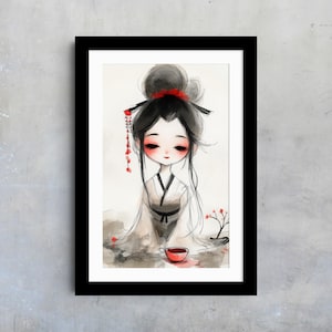 芸者ウォールアートイラスト、アニメガールポスター、かわいいマンガキャラクター、保育園アートワーク、アジアの壁装飾、アジア愛好家へのギフト