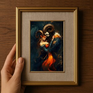 Dark Fantasy Demon Art Print | Gothic Romance Wall Decor | Enchanted Lover Illustration Bild 5