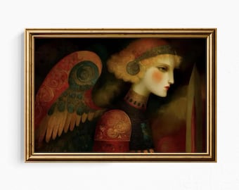 Lámina artística de arcángel — Arte mural de ángel guardián gótico oscuro