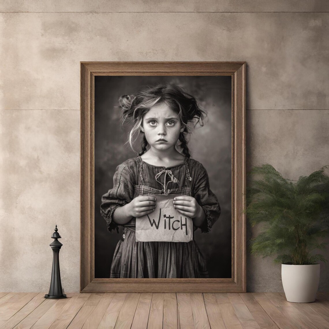 Vintage Gothic Wall Art, Witch Girl Photo, Historical Print, Halloween