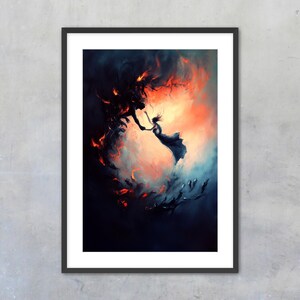 Gothic Fantasy Art Print Wall Decoration Dark Academia Aesthetic Dramatic Scene Emotional Artwork Mysterious Figure Fantasy Illustration Moody Atmospheric Artwork Statement Piece Collection Worthy Art Display Soul Stirring Moment Mythic