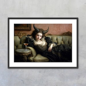 Retro Martini Kunstdruck, Dark Academia Cocktail Poster, Vintage Bar Dekor, Elegante Martini Kunstwerk für Zuhause und das Büro