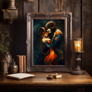 Dark Fantasy Demon Art Print | Gothic Romance Wall Decor | Enchanted Lover Illustration Bild 8
