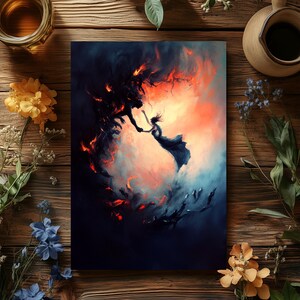Dark Academia Aesthetic Art Print Gothic Fantasy Wall Decoration Emotional Artwork Dramatic Scene Mysterious Figure Surreal Elements Statement Piece Collection Worthy Display Moody Atmospheric Artwork Fantasy Illustration Mythic Scene Soul