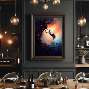 Dramatic Artwork Wall Display Gothic Fantasy Art Print Dark Academia Aesthetic Mysterious Scene Emotional Impact Surreal Elements Moody Atmospheric Artwork Statement Piece Collection Worthy Display Fantasy Illustration Mythic Scene Soul