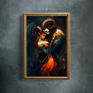 Dark Fantasy Demon Art Print | Gothic Romance Wall Decor | Enchanted Lover Illustration Bild 9