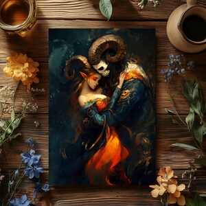 Dark Fantasy Demon Art Print | Gothic Romance Wall Decor | Enchanted Lover Illustration Bild 4