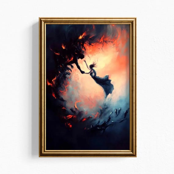 Gothic Fantasy Art Print Collection Worthy Piece Wall Decoration Dark Academia Decor Dramatic Scene Emotional Artwork Mysterious