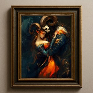 Dark Fantasy Demon Art Print | Gothic Romance Wall Decor | Enchanted Lover Illustration Bild 6