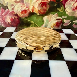 Estée Lauder Limited Edition Oval Waves Of Gold Lucidity Vintage Powder Compact