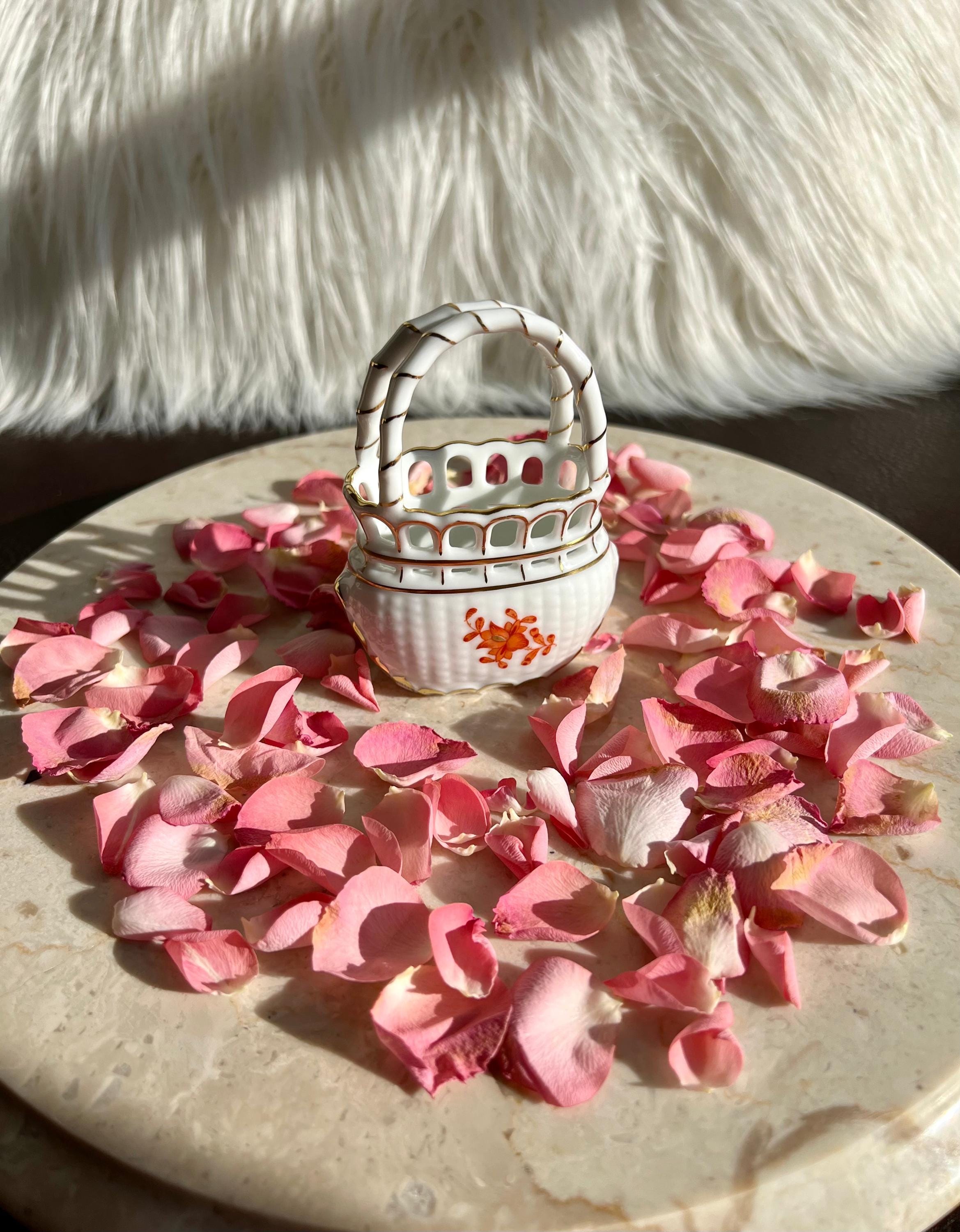 Herend Rust/ Orange Color Bouquet Reticulated Mini Porcelain