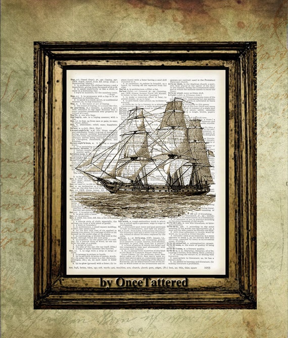 items similar to uss constitution nautical book page print