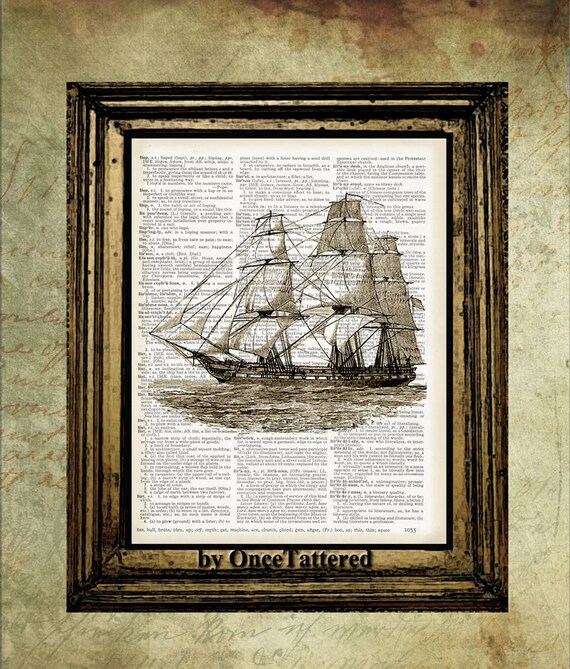 items similar to uss constitution nautical book page print