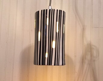 Hand Made ceramic pendant light - Pin Stripe