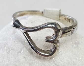 Sterling Silver Ring, Floating Heart Ring, 925 Silver Ring, Vintage Ring Love Jewelry