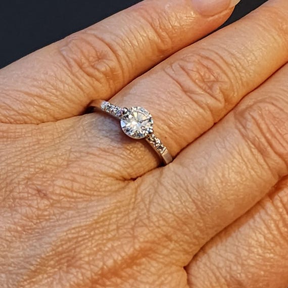 Interlocking Silver Wedding Ring Set, 2 Piece Eng… - image 5