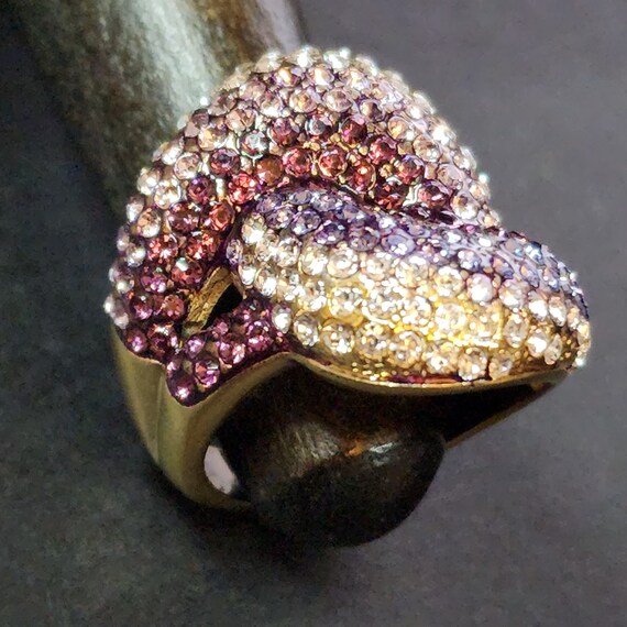Amazing Large Statement Ring, Amethyst CZ Ring, G… - image 4