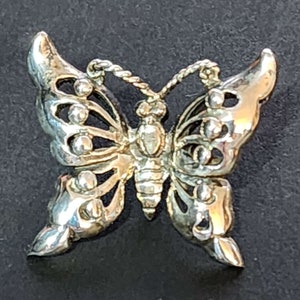 Vintage Sterling Silver Butterfly Pendant, 925 Silver Charm Butterflies Necklace