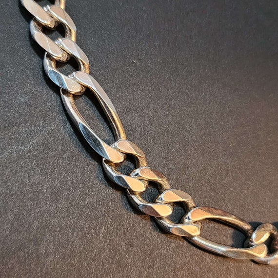 Solid Sterling Silver Figaro Chains, 10.5mm Wide … - image 3