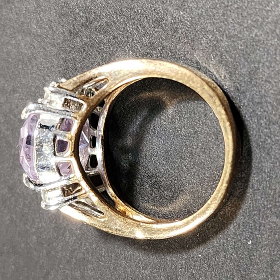 Size 4.75 Vintage Ring, Gold Ring, Light Purple O… - image 5
