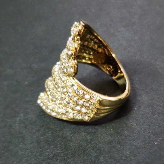 Size 6 Ring, Large Gold Statement Ring, Pavè Cock… - image 5