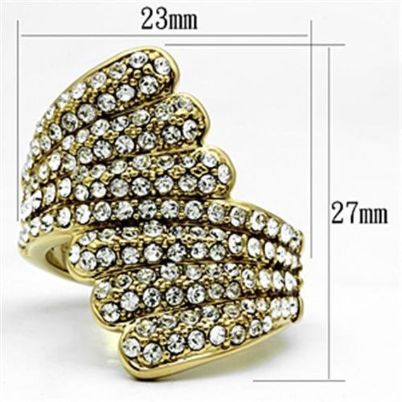 Size 6 Ring, Large Gold Statement Ring, Pavè Cock… - image 10