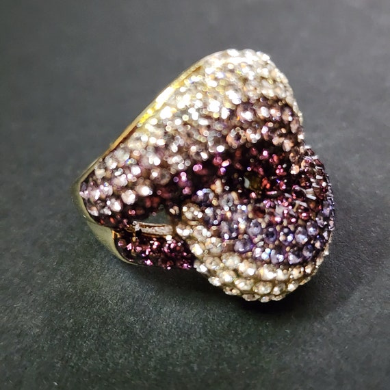 Amazing Large Statement Ring, Amethyst CZ Ring, G… - image 3