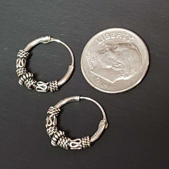 14mm Hoops, Silver Hoop Earrings, 925 Sterling Si… - image 4