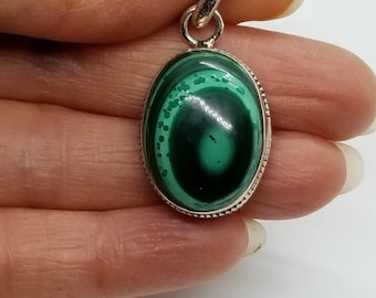 Sterling Silver Green Agate Pendant 925 Jewelry Necklace Charms