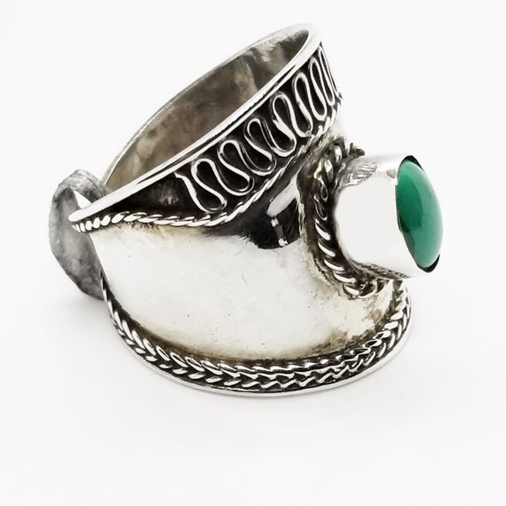 Size 6 Malachite Sterling Silver Ring, Wide Band … - image 5