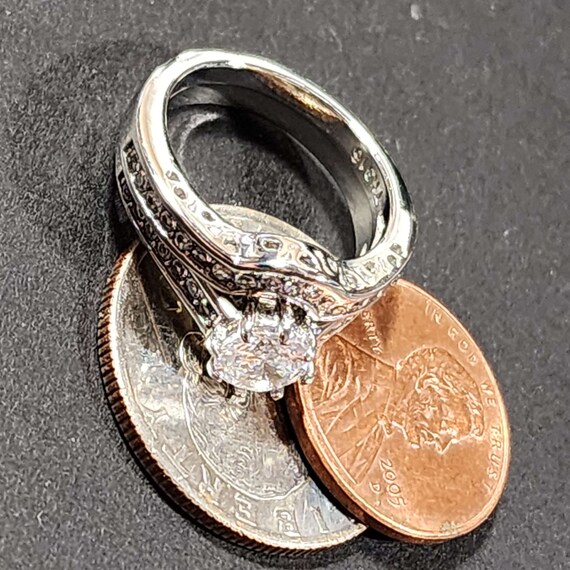 Stainless Steel Engagement Ring Set, Wedding Ring Gem