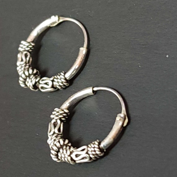 14mm Hoops, Silver Hoop Earrings, 925 Sterling Si… - image 5