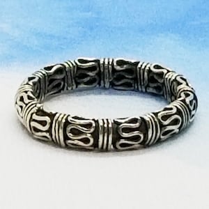 925 Balinese Band Ring | Size 7 Mens Womens Unixex Vintage Sterling Silver Ring made in Indonesia Bali