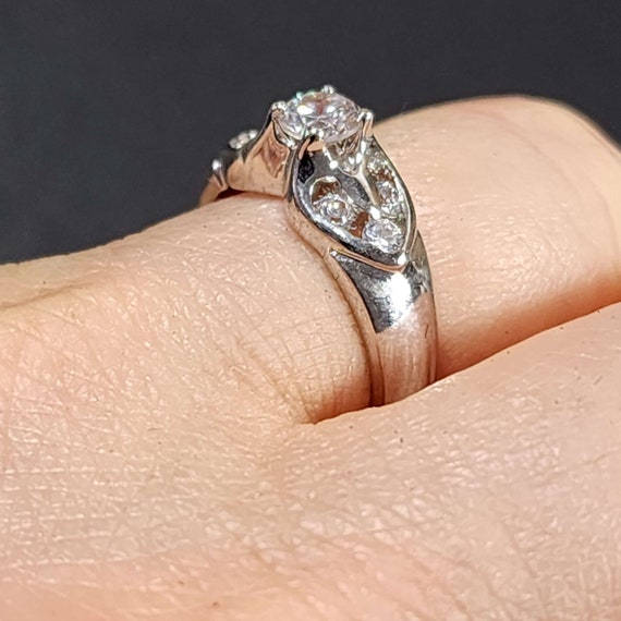 Size 6 Solitaire CZ Ring with Heart Accents, Dain… - image 2