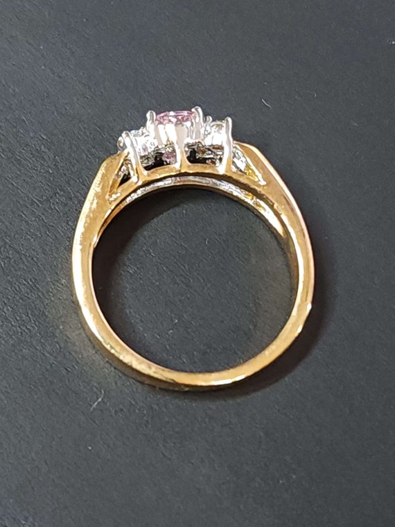 Size 6 Vintage Pink Engagement Ring, Gold Cocktai… - image 8