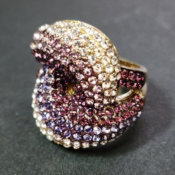 Amazing Large Statement Ring, Amethyst CZ Ring, G… - image 1